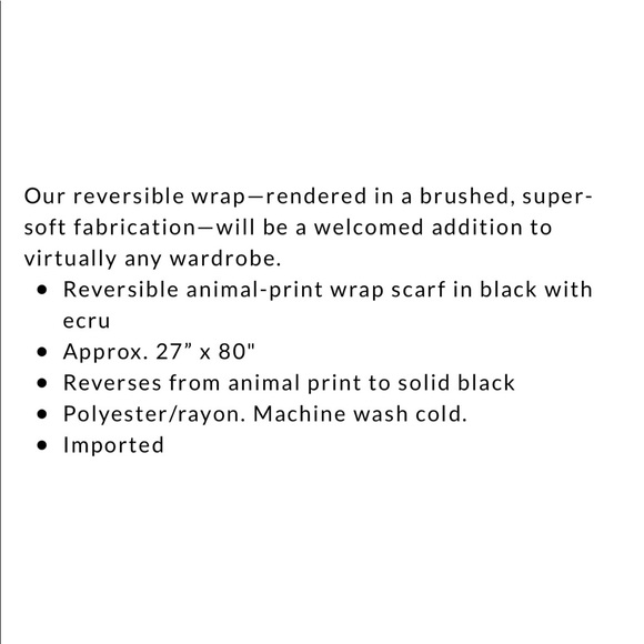 WHBM reversible animal print solid black wrap - Picture 7 of 9
